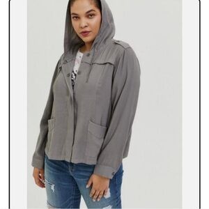 torrid Gray Utility Hooded Jacket - 2X